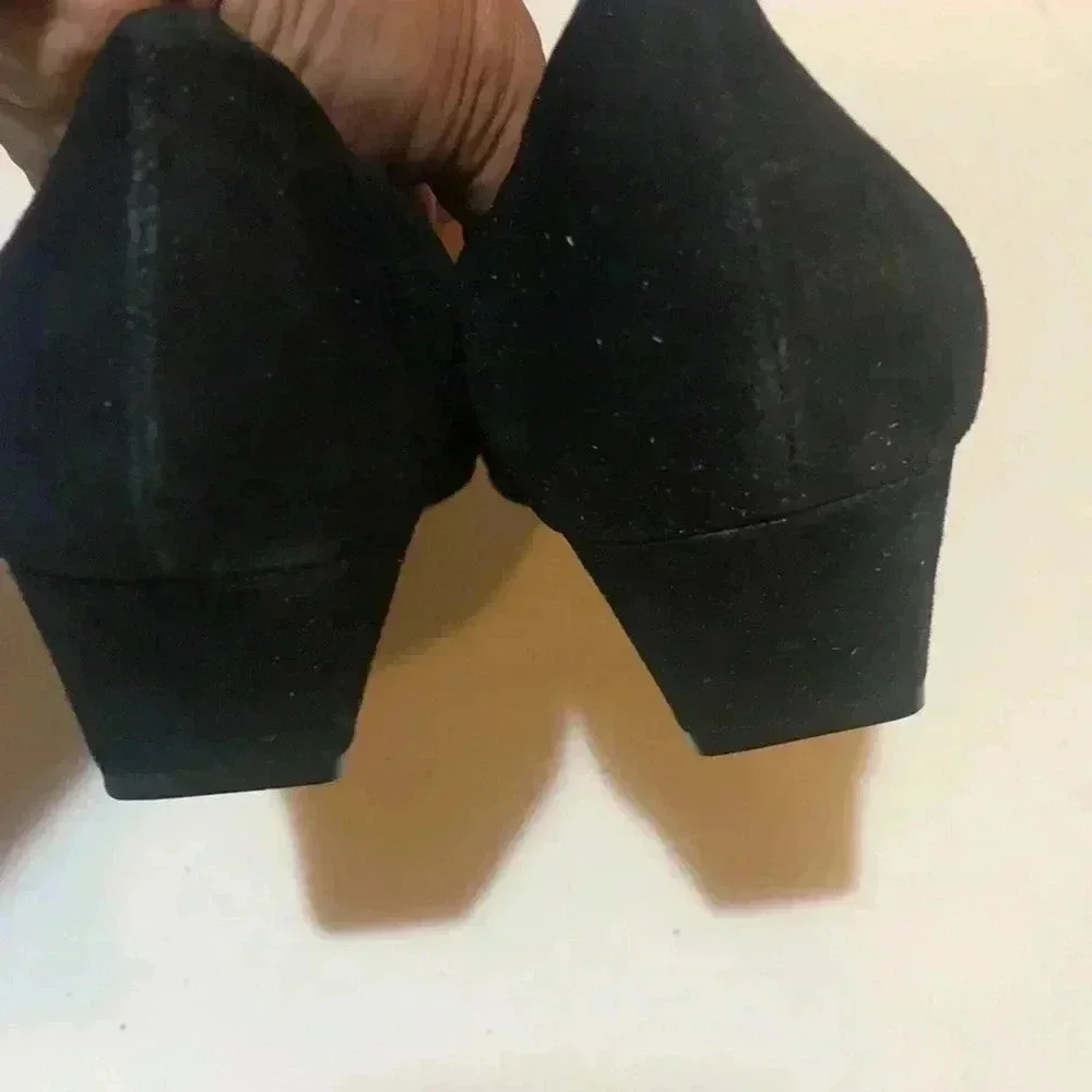 Maggie Sweet Retro Style 1.5 inch Heel Square Toe Silver Ring Top Shoe-Sz 7.5M